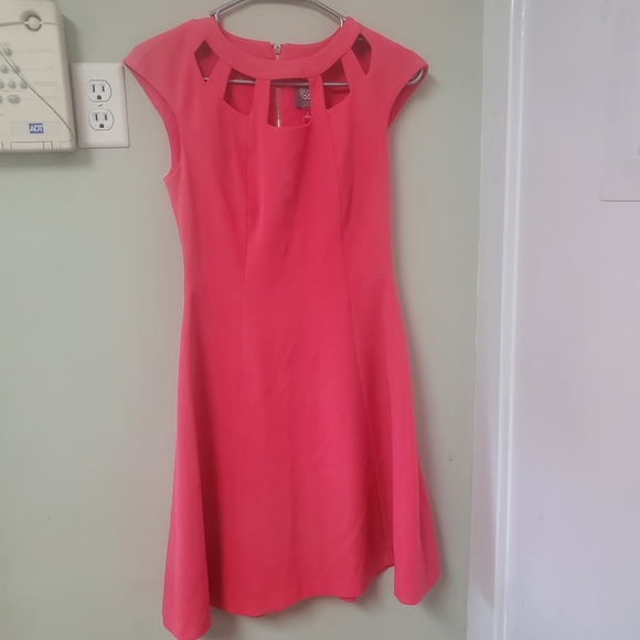 Vince Camuto Dresses & Skirts - Vince Camuto Pink Fit and flare dress with key hole features size 2